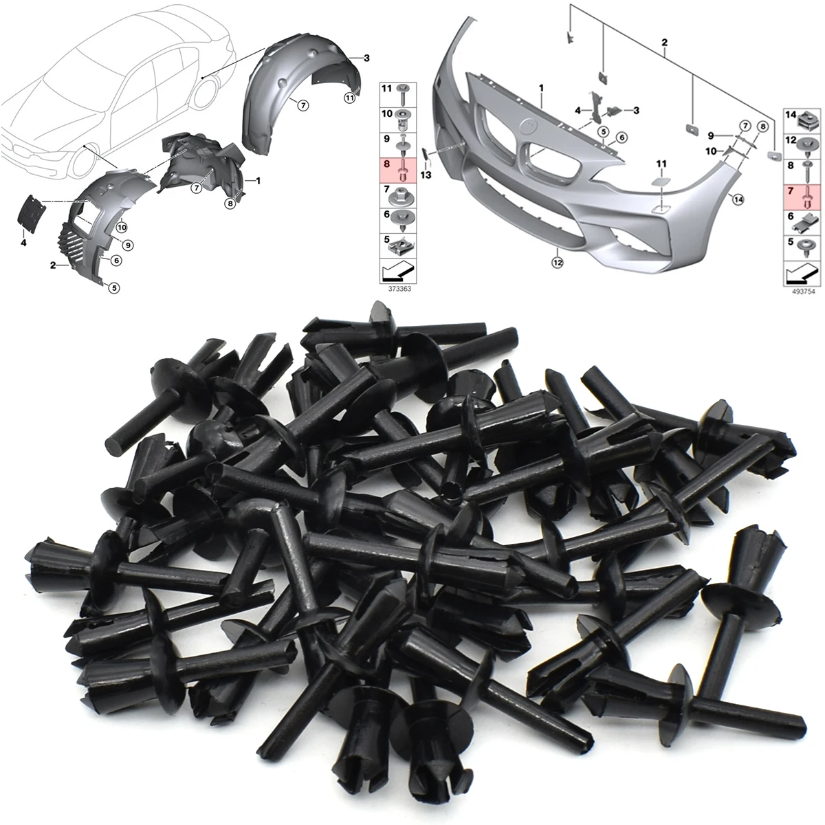 20/40PCS Car Fender Wheel Arch Liner Push Rivet Moulding Clips Retainer For BMW E90 E91 E92 E93 E46 E36 E39 E34 X1 X5 X6 Z1 Z4