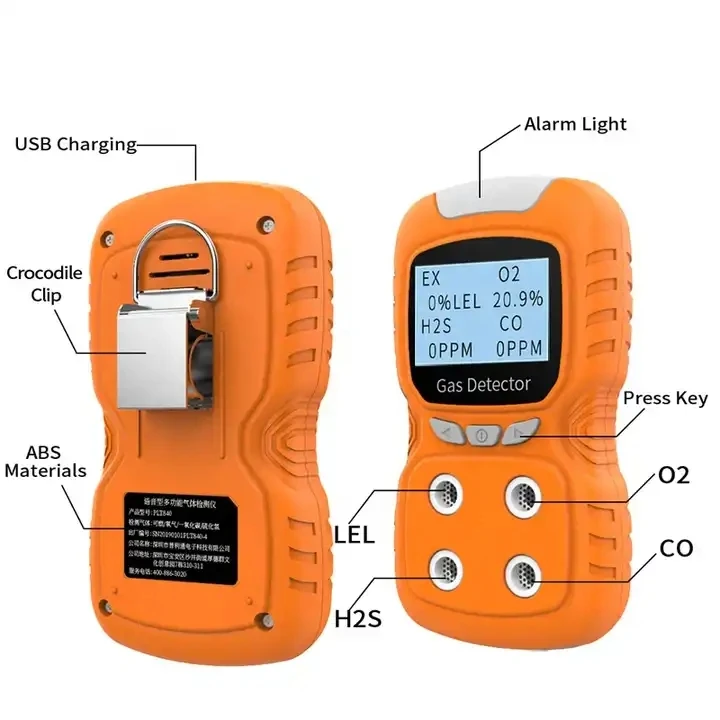 PLT840 Portable Multi Gas Detector 4 Gas Monitor With Micro Clip (h2s,O2,Co,And Ex ) 4 Gas Detector