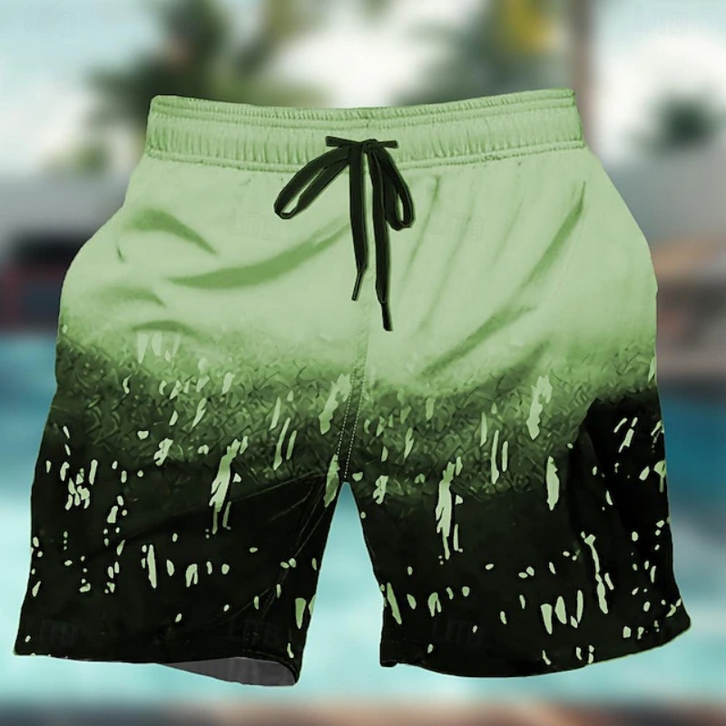 Gradiënt Kleurrijke Grafische Zwembroek Voor Mannen Geometrie 3D Print Strandshorts Zomer Casual Sneldrogend Sport Losse Surf Korte Broek