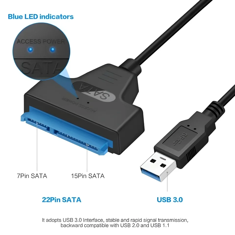 Sata para usb 3.0 cabo adaptador usb para sata 3 suporte de cabo 22 pinos 2.5 lnche hdd externo ssd disco rígido conector do computador apto