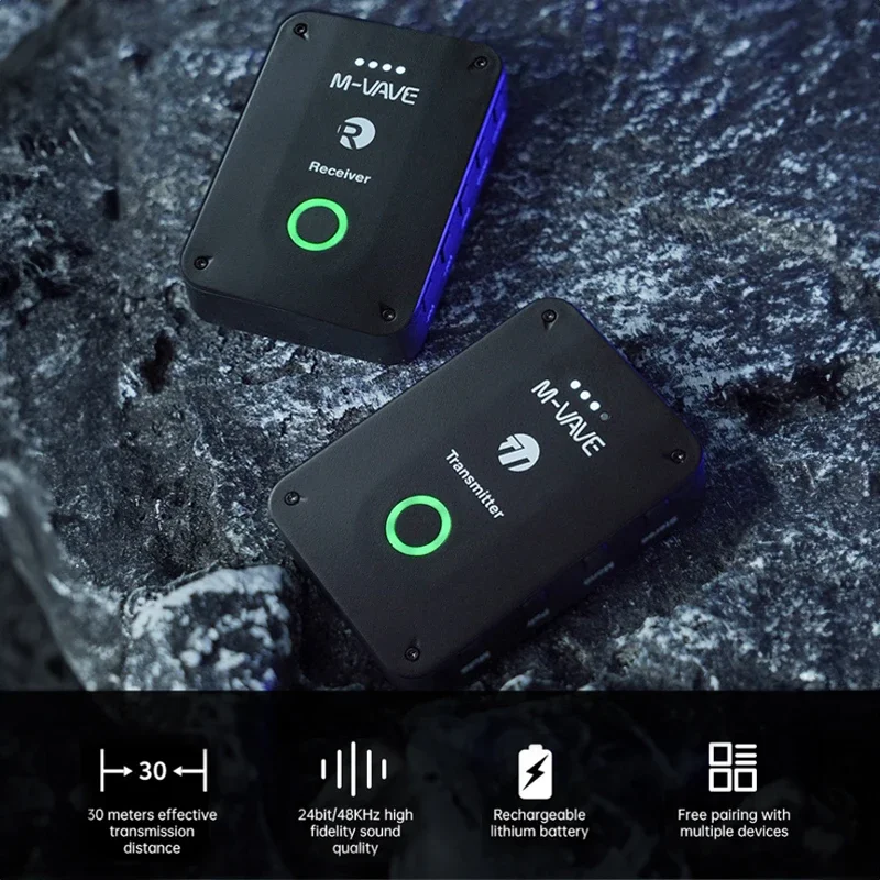 M-vave WP-9 Wireless Earphone Monitor 2.4G Rechargeable Transmitter Receiver with Volume Support Stereo Mono Mute Function