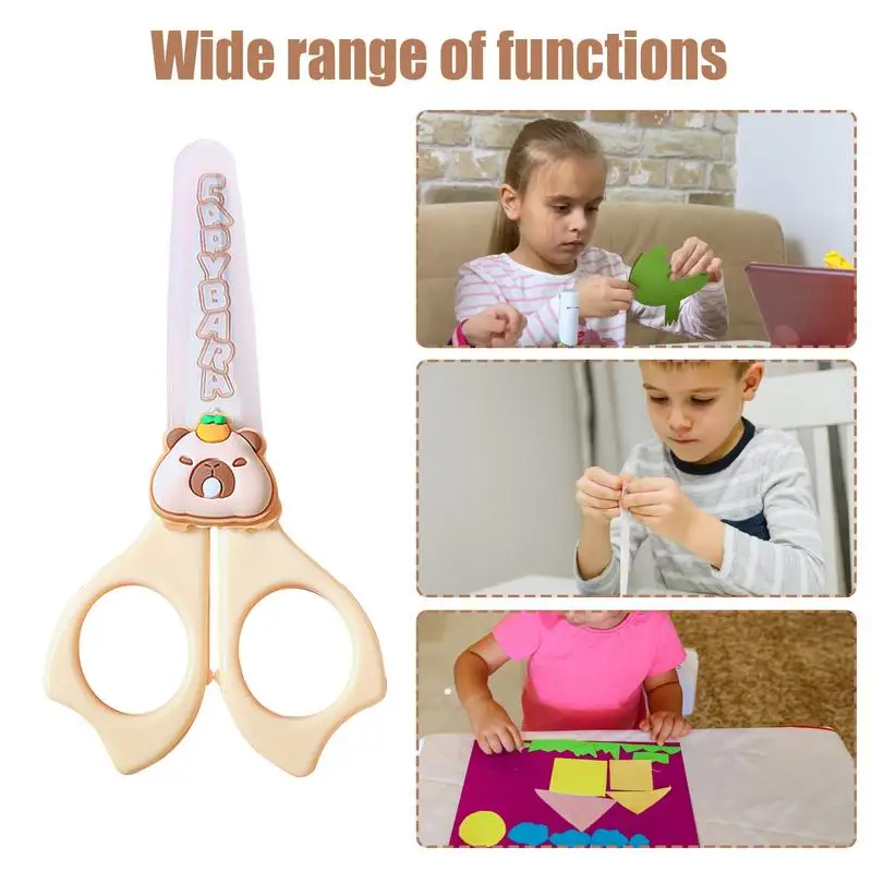 Kid Scissors Cartoon Capybara Safety Scissors With Round Tip Children Activities Supplies Anti-Slip Handle Students Stationery