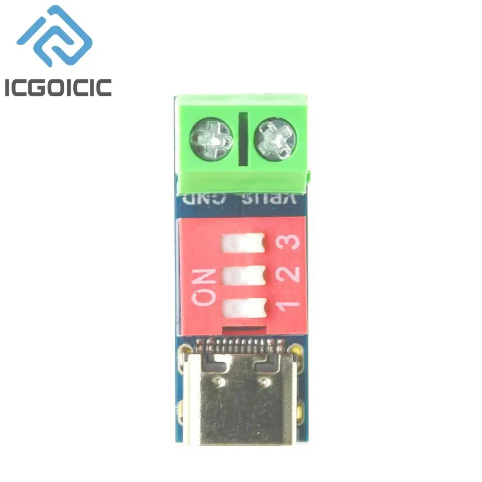 5PCS Tipo-C PD QC Trigger 5V ~ 20V Dial Code Regolazione DC Tensione Modulo di Alimentazione Dial Regolazione Tensione Ricarica Veloce Modulo Decoy