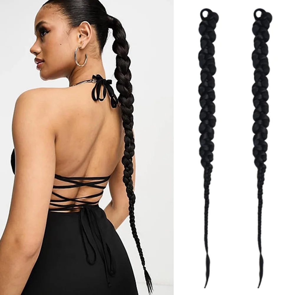 1/2PCS Przedłużanie włosów Pleciony kucyk Moda Długi pleciony kucyk Syntetyczne przedłużanie włosów Akcesoria Hip Hop Y2K Girl
