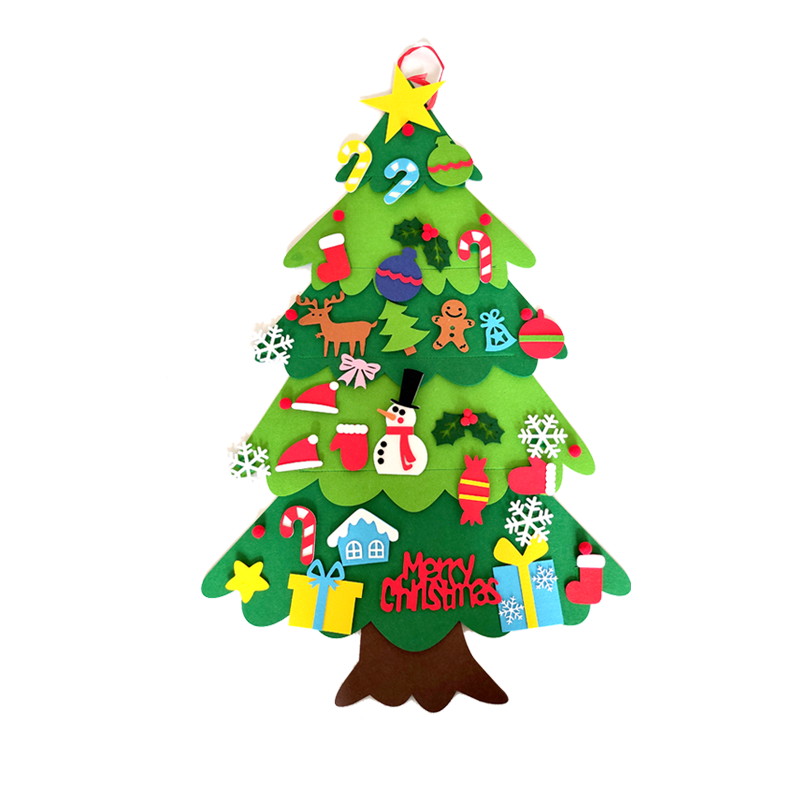 Árbol de Navidad de fieltro DIY, decoración navideña para el hogar, adornos navideños de Año Nuevo 2022, regalos de Navidad para niños de Papá Noel