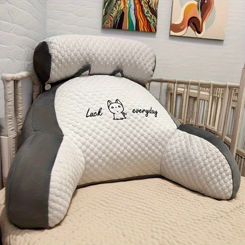 Almohada de lectura ajustable, cojín ergonómico de apoyo para la espalda para cama/sofá/piso, diseño transpirable acolchado gris, 1 ud.