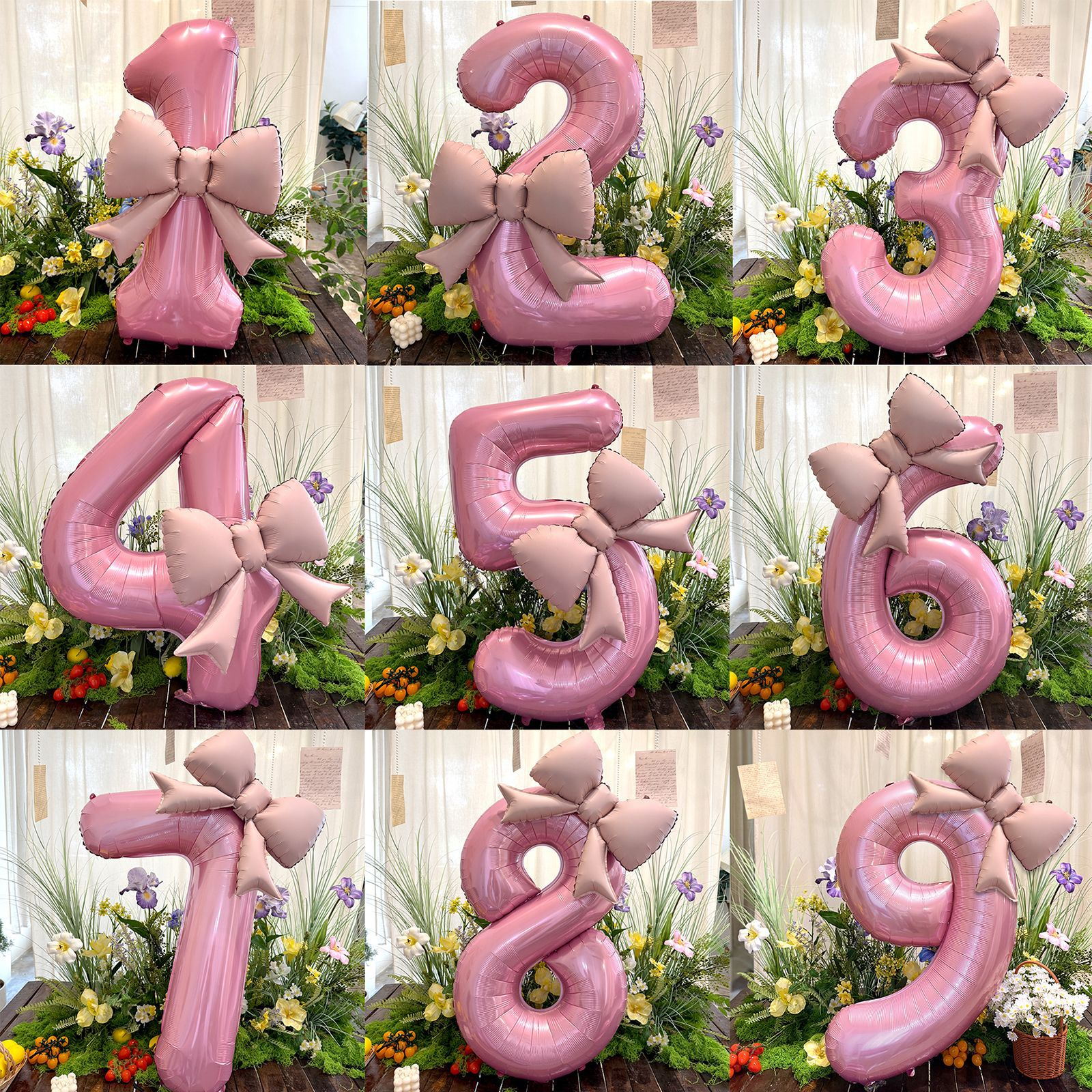 40inch Pink Digital Bowknot Bow Aluminum Foil Balloons for Girls Wedding Birthday Party Decor Number Party Photo Props Supply