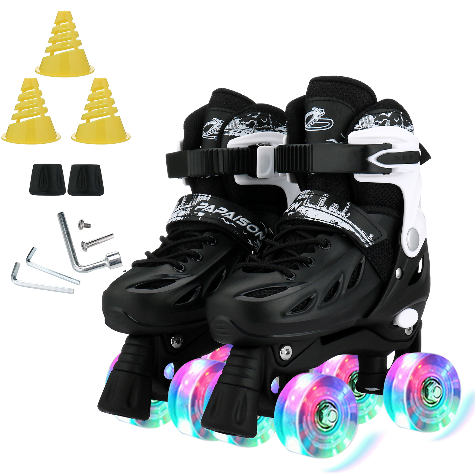 Verstellbare Rollschuhschuhe für Kinder, für Kinder und Erwachsene, blinkende zweireihige 4-Räder-Skates für Jungen und Mädchen, Anfänger, Outdoor-Skating-Turnschuhe