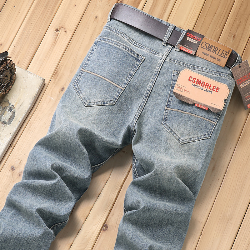 CsmorLee Herren-Jeans, lockere Passform, gerades Bein, trendige lange Hose, lässige, bequeme Denim-Hose