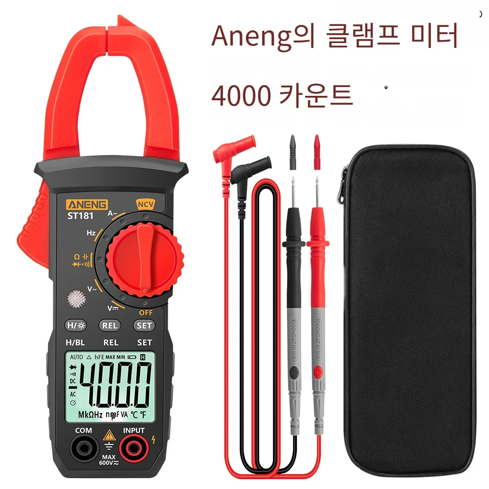 ANENG ST181 디지털 클램프 미터 AC 전류 4000 카운트 멀티미터 전류계 전압 테스터 자동차 앰프 Hz 커패시턴스 NCV 저항 테스트