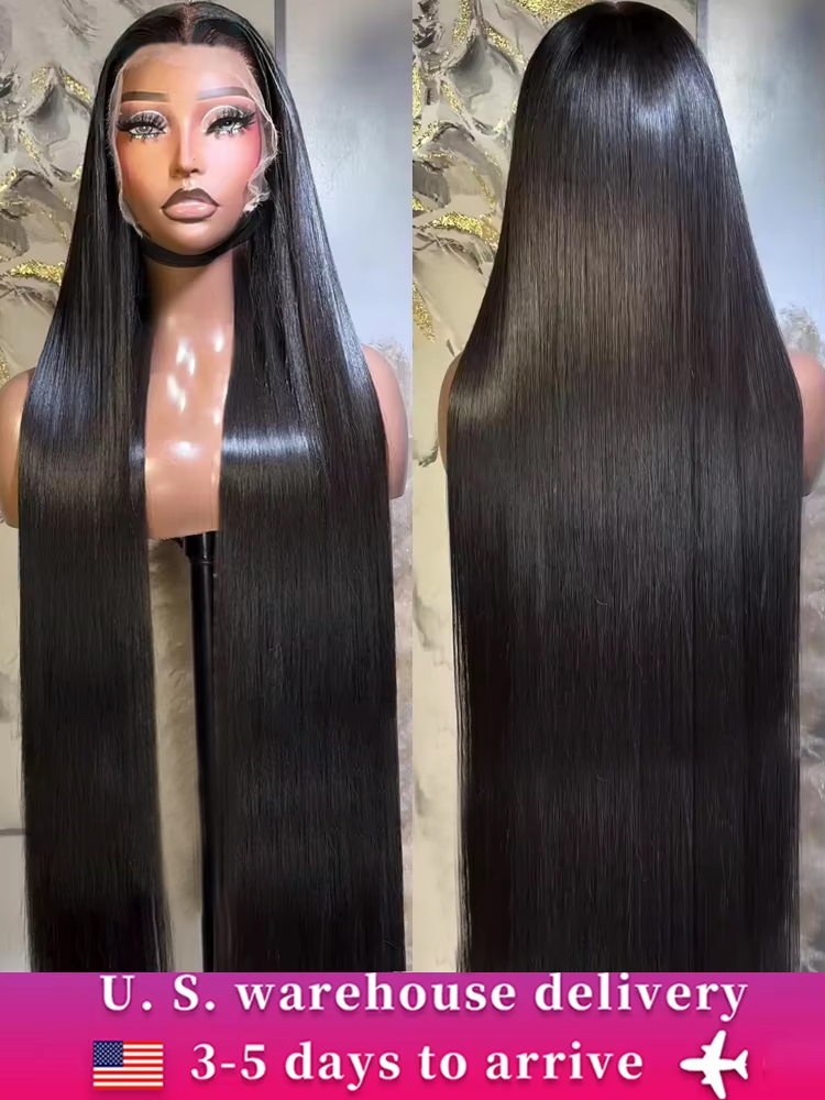 Straight 30 40 Inches 13x6 HD Lace Frontal Human Hair Wigs Remy Pre Plucked 13x4 Transparent Lace Front Wig For Black Women