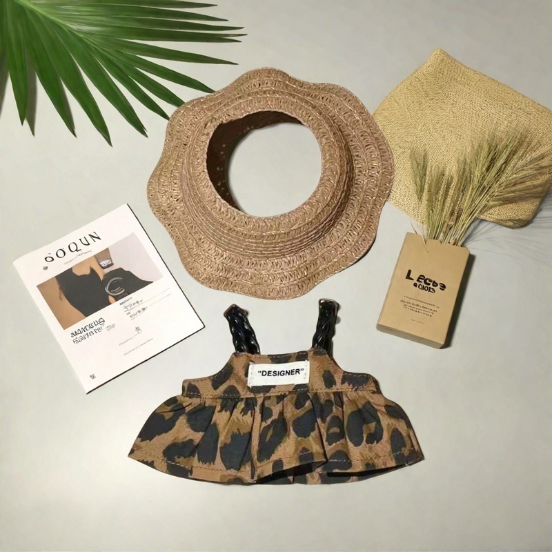 Мини-кукольная одежда, аксессуары для корейки Kpop 15-17 см Labubu V1 V2 и 10 см хлопковое платье с леопардовым принтом, одежда