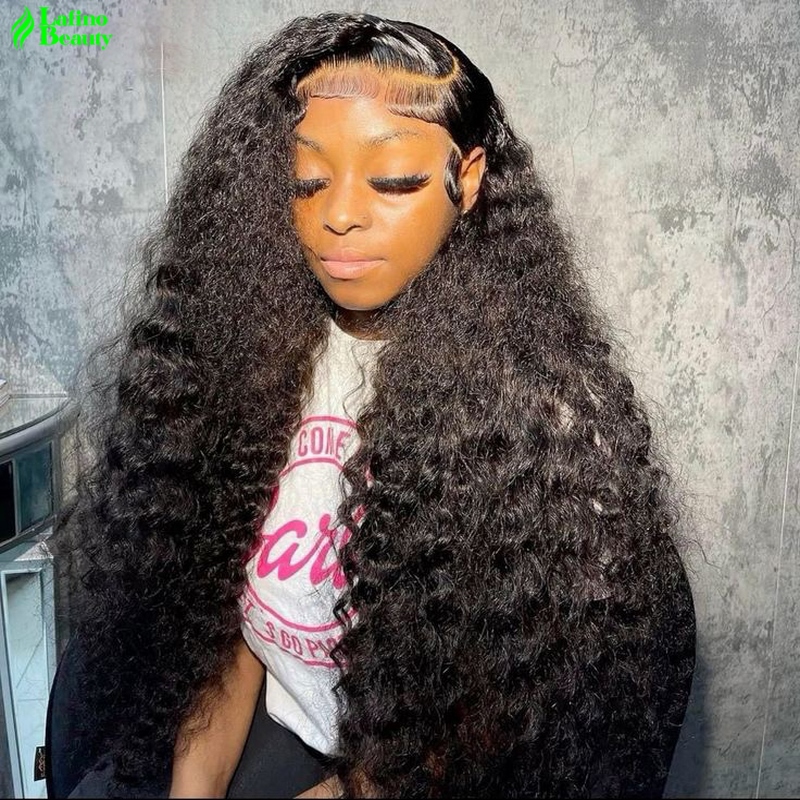 女性用カーリーディープウェーブウィッグ,100% 人毛,HD,13x6,安い