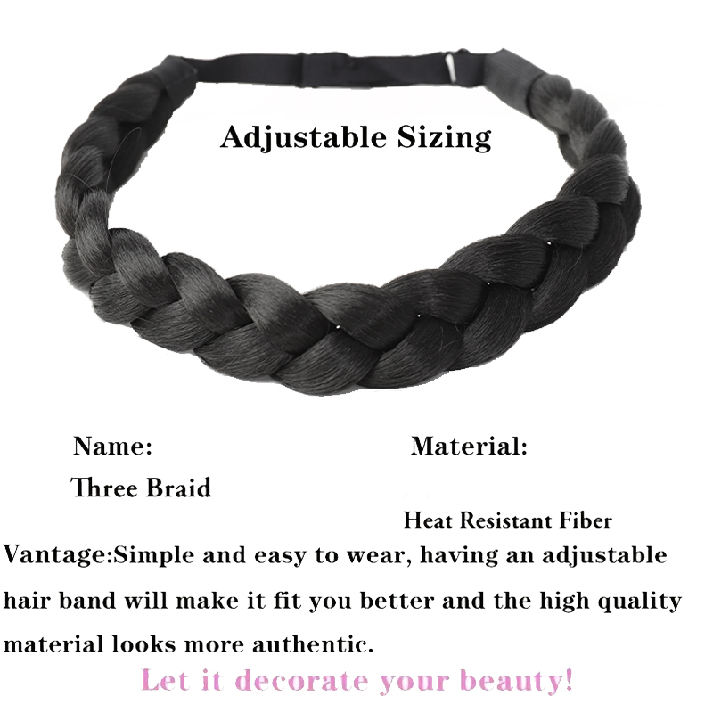 Peruca de fibra sintética ajustável para mulheres, faixa trançada à mão, adequada para uso diário, elegante de usar