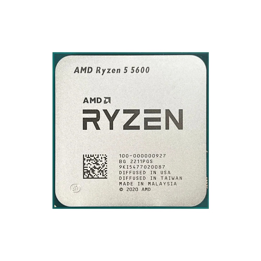 Processador CPU AMD Ryzen 5, R5 5600, 3,5 GHz, 6 núcleos, 12 thread, 7NM, L3 = 32M, 100-000000927, Soquete AM4, Sem ventilador, Novo
