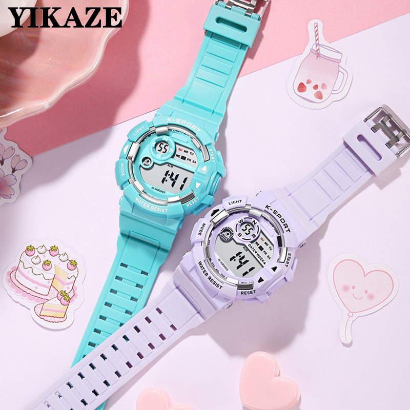 Relojes YIKAZE para niños, reloj despertador luminoso a la moda resistente al agua, relojes para niños y niñas, reloj electrónico inteligente para estudiantes, regalo