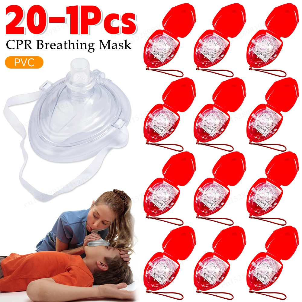 10-1 pces máscara de cpr de emergência com válvula unidirecional boca respiração máscara de resgate kits de primeiros socorros máscaras de respiração artificial reutilizáveis