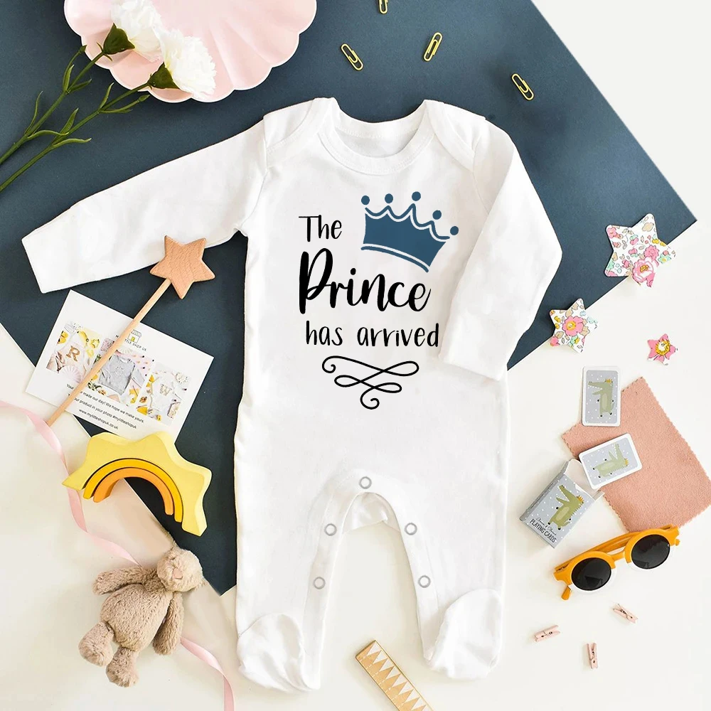Body con estampado de El Príncipe ha llegado para bebé, ropa de dormir para recién nacidos, chaleco para recién nacidos, recién nacidos, ropa de Hospital, regalo de ducha infantil