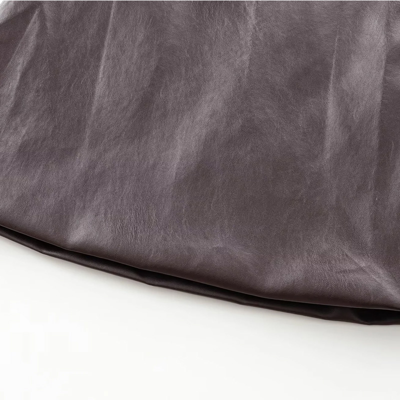 TRAF Women Faux Leather Skirt High Waist Vintage Brown Mini Skirt Woman Fashion Fall A Line Short Skirts Elegant Women's Skirts