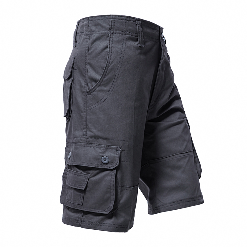 Pantalon Cargo pour hommes, short d'été classique, plusieurs poches, demi-pantalon en coton, grande taille, kaki, vert armée