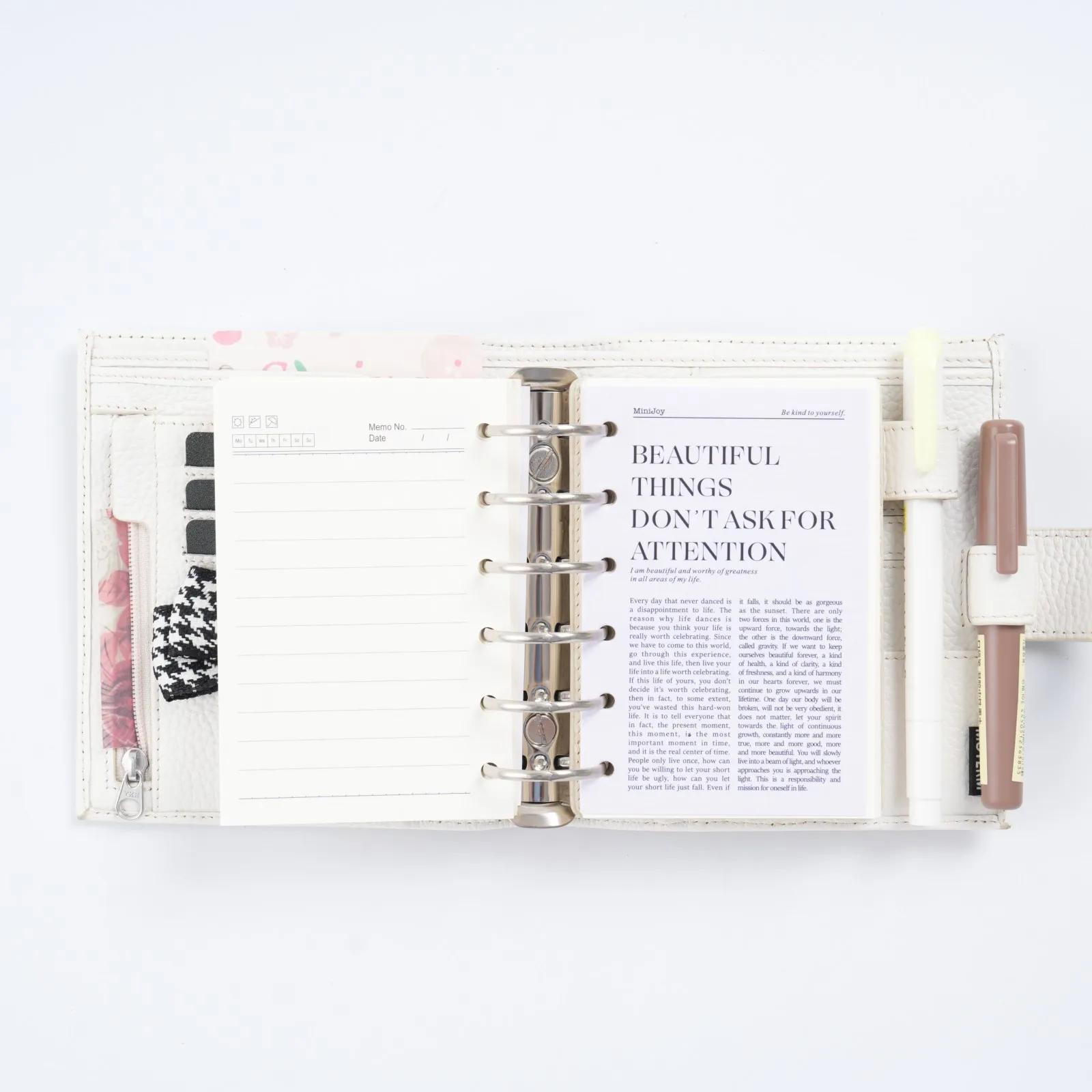 Moterm Luxe 2.0 Series Pocket Size Planner Pebbled Grain Leather A7 Notebook with 30MM Ring Mini Agenda Organizer  Diary Notepad