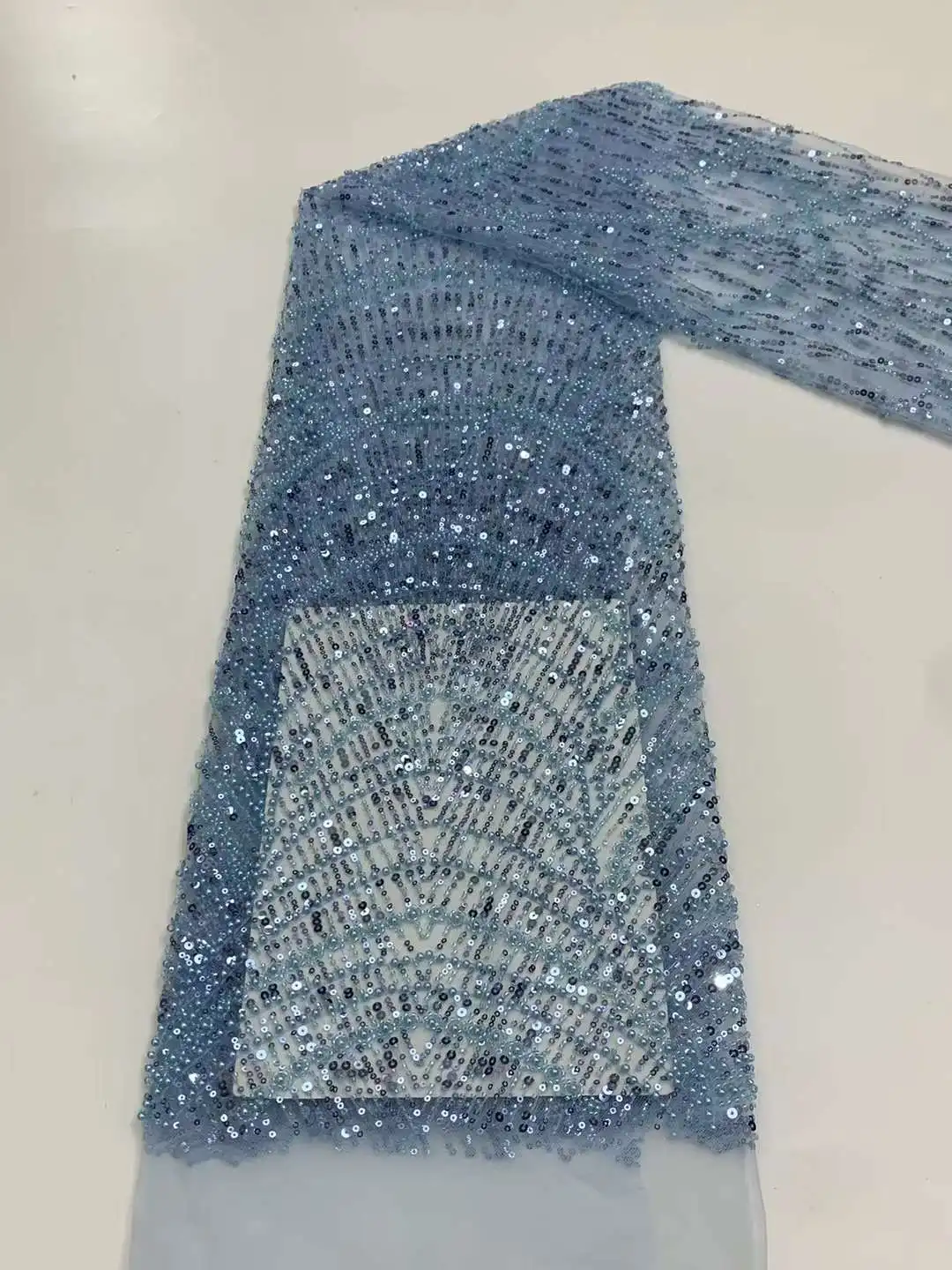 Afrikanischer Pailletten-Spitzenstoff, 2023, hochwertig, 5 Yards, französischer Bräutigam, Mesh-Spitzenstoff zum Nähen von Frauen, Hochzeit, Party, Kleider