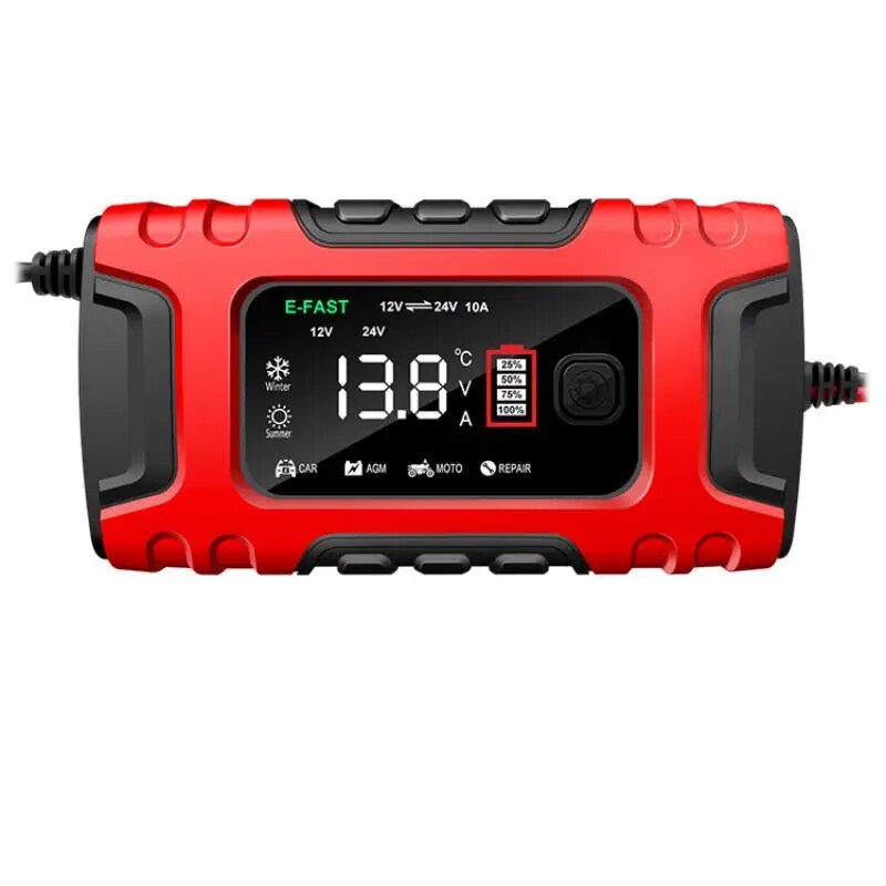車のバッテリー充電器,急速充電,スマート,鉛蓄電池,LCD, 12v,10a,24v,5a,新品