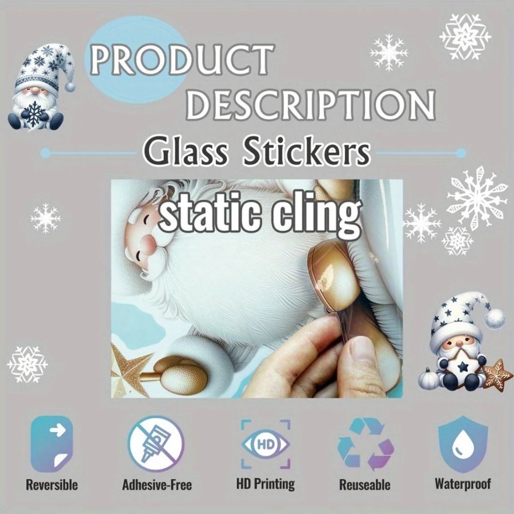 1. A Christmas Santa glass sticker - removable static electricity sticker decoration - suitable for living room and windows