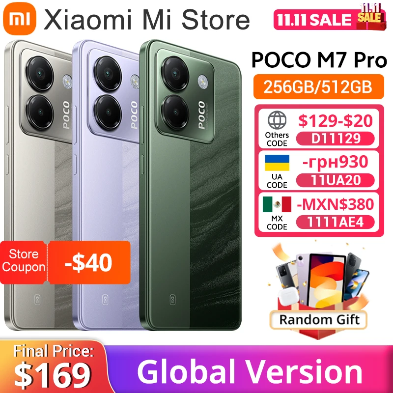 POCO M7 Pro Global Version MTK Dimensity 7025-Ultra 120Hz FHD+ Eye-care AMOLED Display 50MP Camera 5110mAh Battery NFC