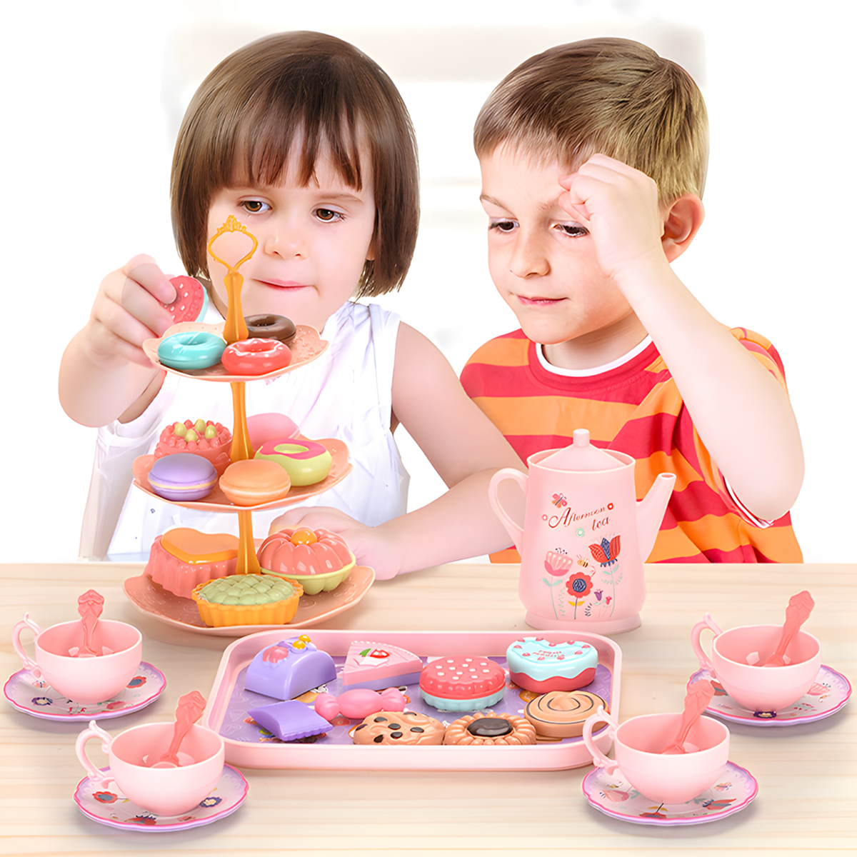 Spielzeug-Teeset für kleine Mädchen. Teeparty-Set, Spielzeug für Kinder und Mädchen, Rollenspiel-Snack-Spielzeug. Nachmittagstee-Sets für Kleinkinder, Spielzeug