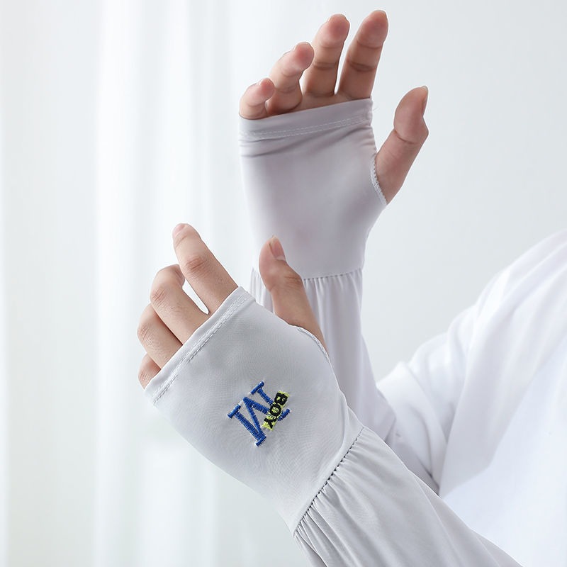 Mangas de brazo de seda de hielo para hombre, protector solar, guantes elásticos para conducción, protección UV al aire libre, mangas ligeras, Cool Muff