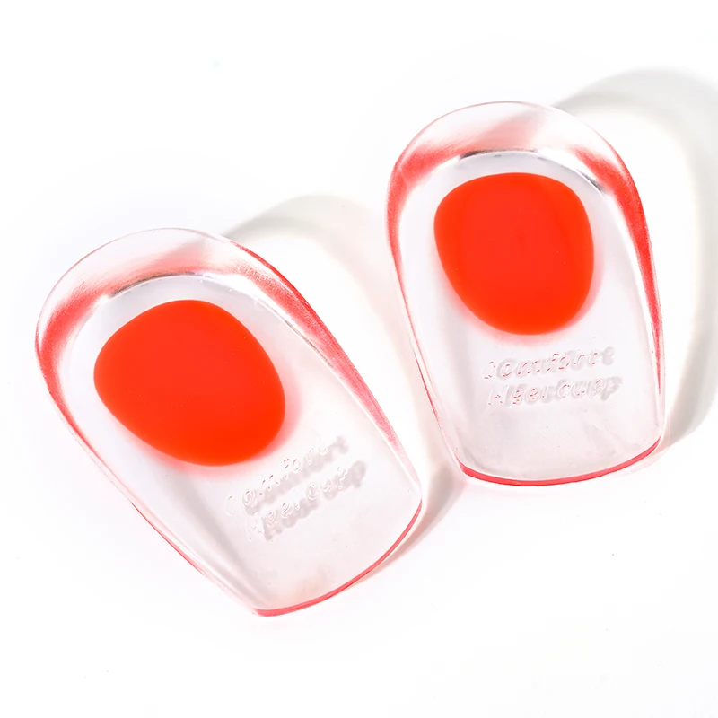 1 par de palmilhas de gel de silicone para homens e mulheres, palmilhas com almofada de calcanhar, solas para aliviar a dor nos pés, suporte para esporão, almofada de sapato, inserções de salto alto