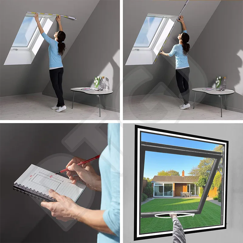 DTGJ Mosquito Net Window Screen with Zipper White Custom Size Window Net Mesh Tulle Invisible Fiberglass anti-mosquito Skylight