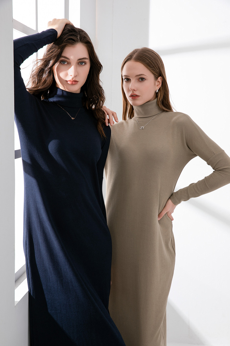 AS 2024 vestido acanalado grueso con cuello alto de invierno, vestido maxi básico suave y cómodo con cuello vuelto (Expedido en 1 día)