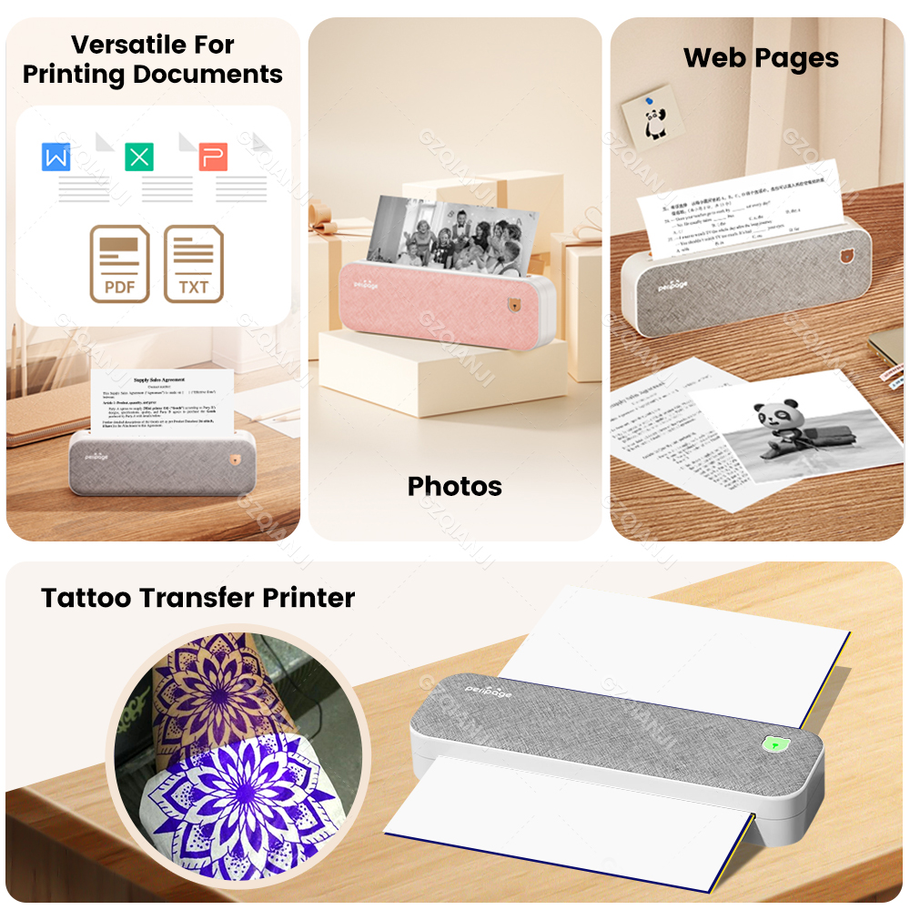 Drukarka termiczna Peripage A40 Bezprzewodowy transfer tatuażu Bluetooth USB Maszyna mobilna Tekst PDF Drukowanie dokumentów z papierem