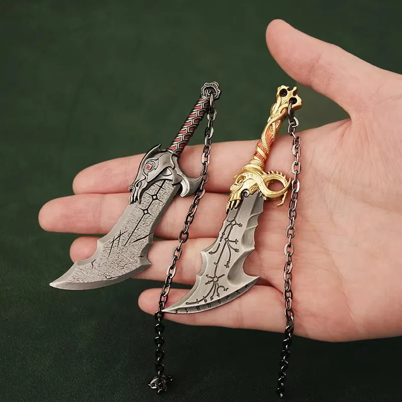Nuevo God of War arma cuchillas del caos Kratos Rune Edition juego periférico Mini llaveros modelo de Metal colgante regalos de cumpleaños Juguetes