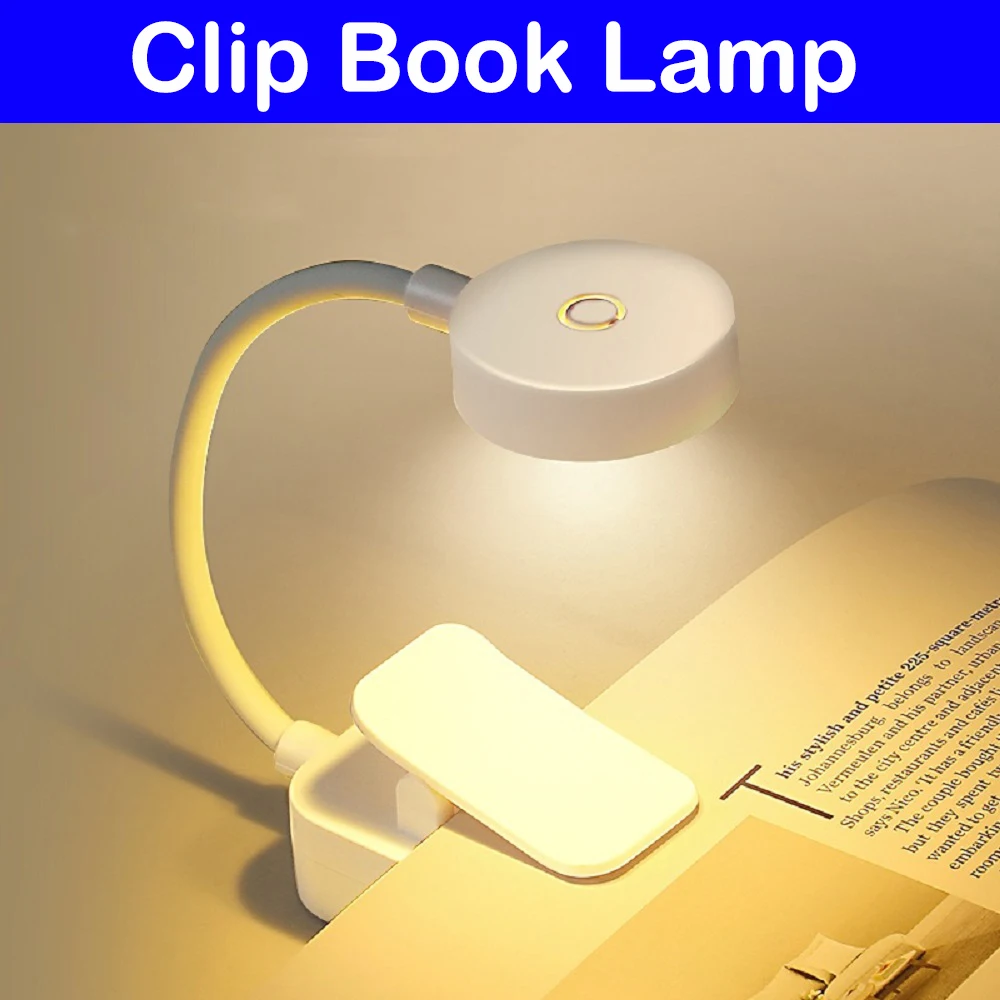 Mini luz LED para libros, lámpara de mesa con Clip portátil, 3 modos de protección ocular, alimentada por batería, regulable continua, lámpara de lectura para estudio y cabecera