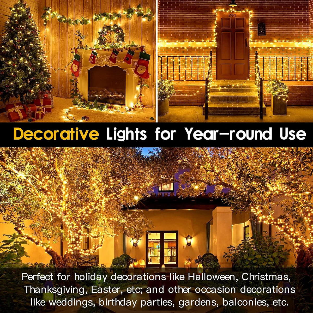 50M 100M Stringa per esterni Led Lucine Ghirlanda Lampada natalizia per albero di Natale Festa di nozze Terrazza Giardino Decorazione stradale