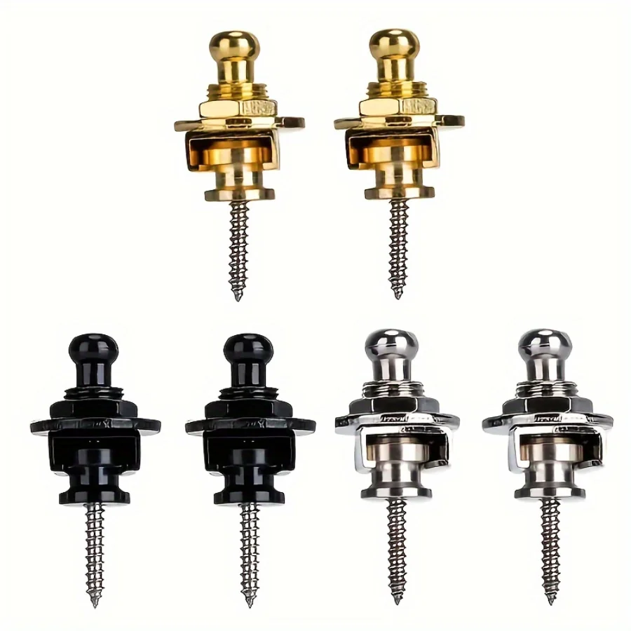 Guitarra de aleación premium de 2 piezas con correa de bloqueo, dorada y negra, segura y elegante para guitarra acústica, guitarra eléctrica y bajo