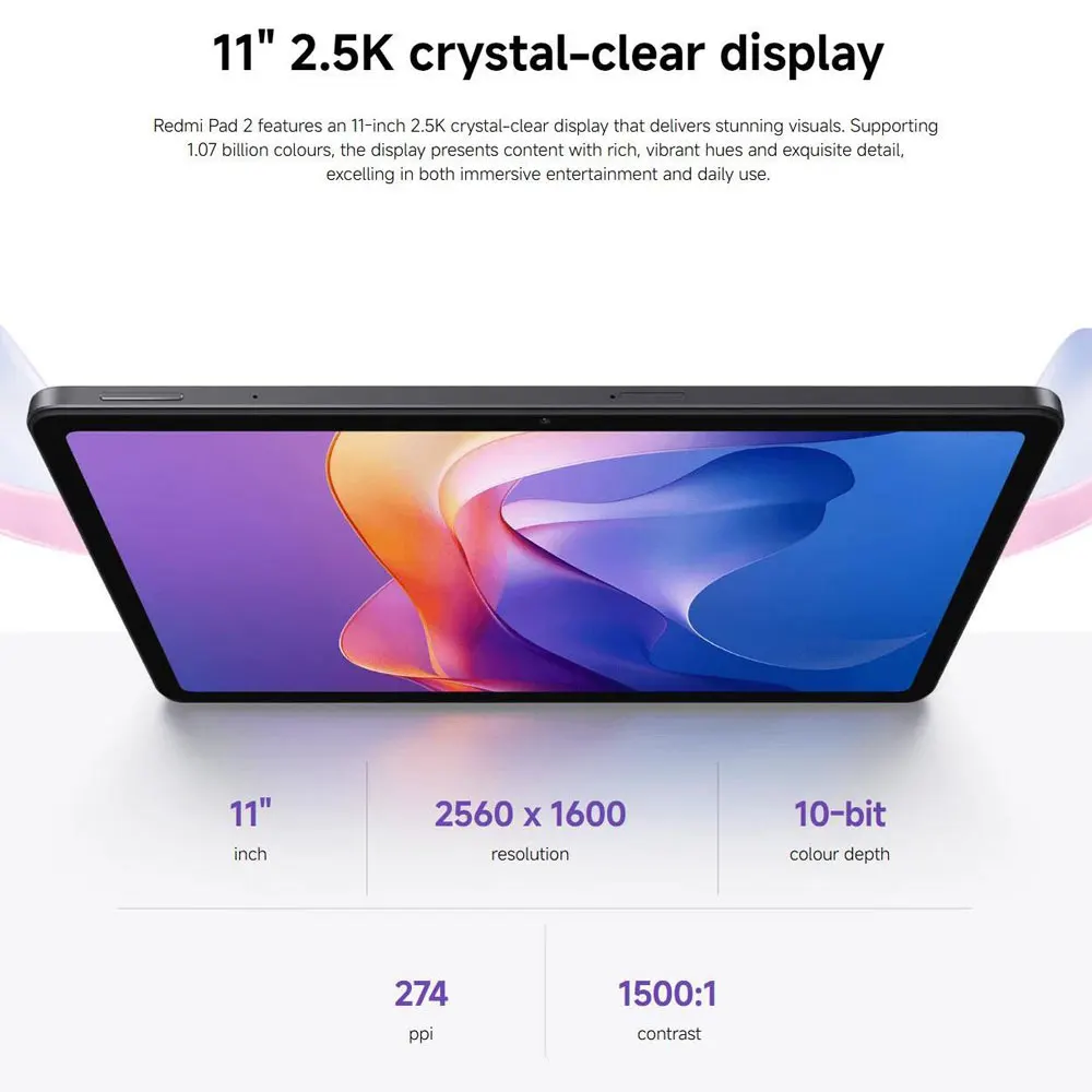 Xiaomi Redmi Pad 2 8 + 256GB WIFI versión Global MediaTek Helio G100-Ultra HyperOS 2 9000mAh 18W carga 11 "90Hz pantalla 2,5K