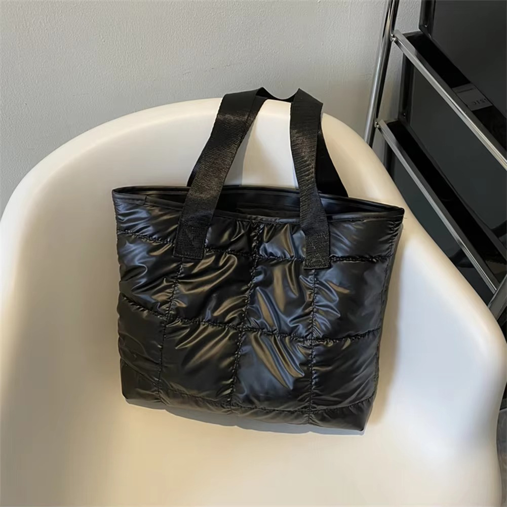 Moda senhoras tote bolsas de grande capacidade algodão acolchoado saco de compras losango portátil bolsa acolchoada sólida para viagens de lazer