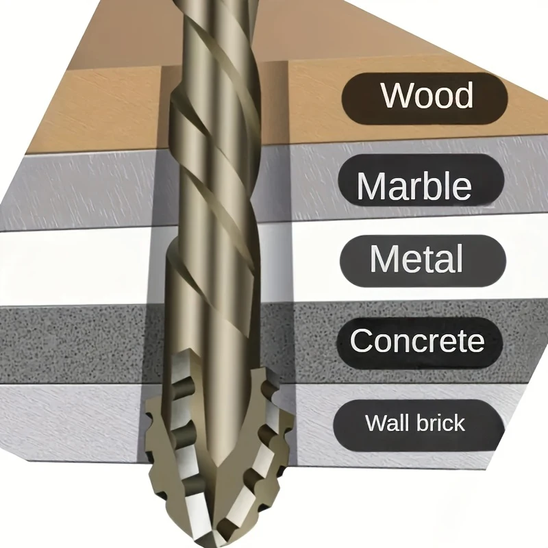 6PCS Four-edged serrations Drill Bit For Drilling Holes In Glass Tile Metal Concrete 4-12M MMultifunction Drill Bit Set Tools