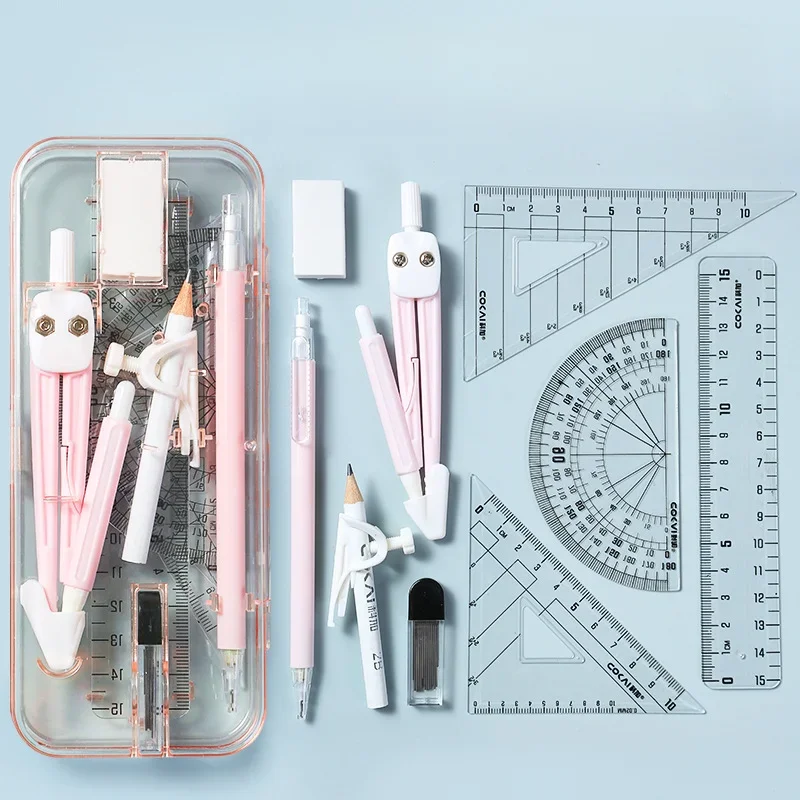 9 Pcs Combination Ruler Sets Triangle Protractor Student Rulers Stationery Learning Math Drawing Drafting Tool School Supplies