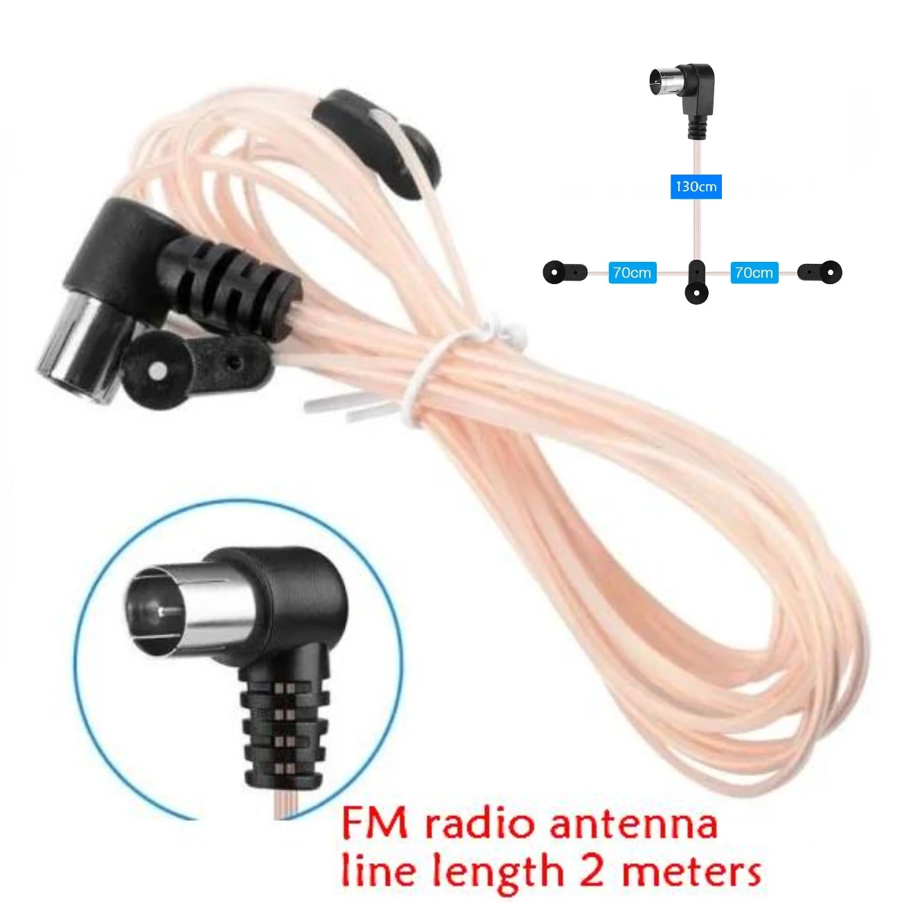 High-Sensitivity Fm Radio Antenna 75 Ohm Dipole Indoor Antenna F-Type Quick-Connect Fm Antenna Amplifier Md Tv Card Dual Female Connector Radio