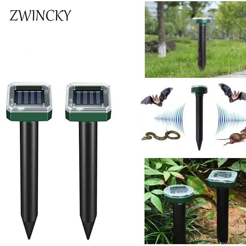 4PCS Solar Ultrasonic Repellent Animal Mole Rat Repellent Outdoor Lawn Spike Garden Pest Control Rodent Mouse Pest Deterrent