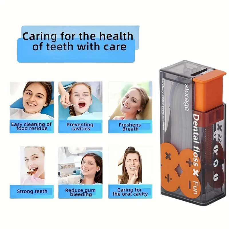Automatic Portable Floss Storage Box Auto Refillable Oral Hygiene Care Pick Dispenser Contains 10Pcs  Pops Up Dental Floss