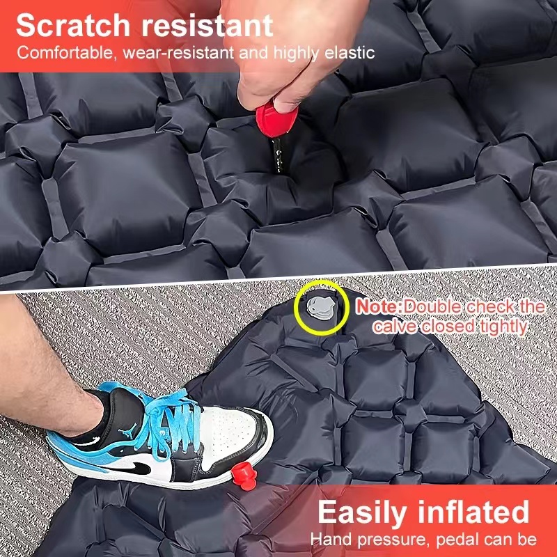 Matelas de couchage auto-gonflant ultraléger avec oreillers, matelas gonflable avec pompe à air intégrée, matelas de camping