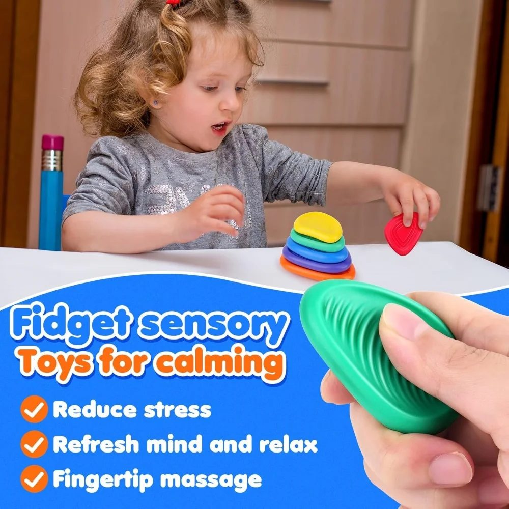 3 Stuks/24 Stuks Set Fidget Speelgoed Volwassenen Zintuiglijke Siliconen Steen Geweven Voor Autisme Kinderen Kalmerende Down Fidget stress Relief Speelgoed