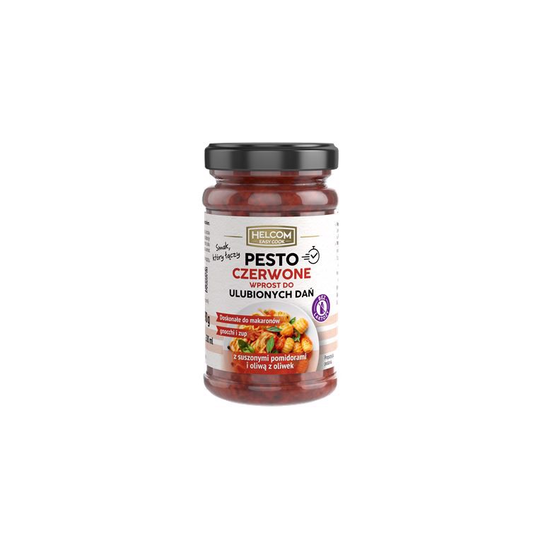 Helcom Easy Cook Pesto czerwone wprost do ulubionych dań z suszonymi pomidorami i oliwą z oliwek 210 g