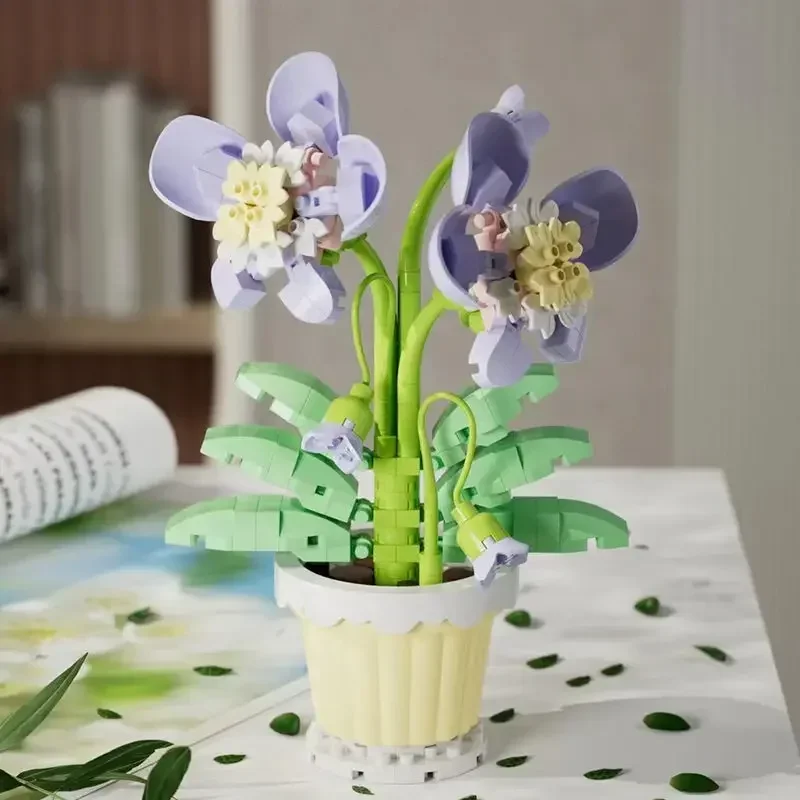 Mini Flower with Pot Micro Building Blocks Toys - Intricate Floral Details, Multiple Styles Available for Home and Office Décor